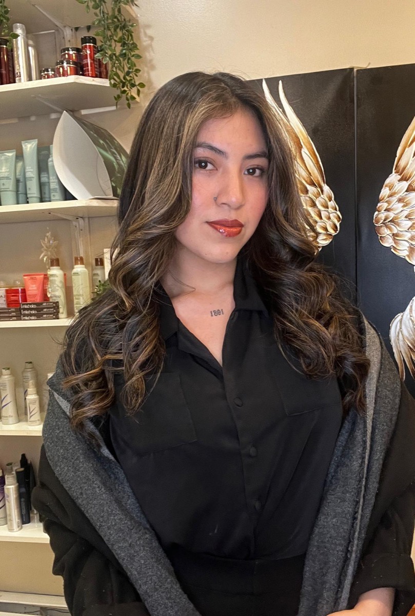 Wendy, junior stylist, in the salon
